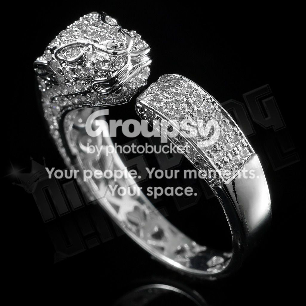 18k Weissgold Out Iced Lab Diamant Panther Jaguar Band Herren Silber Rhodium Ring Ebay