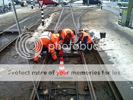 Wisselreparatie tramrails Den Haag